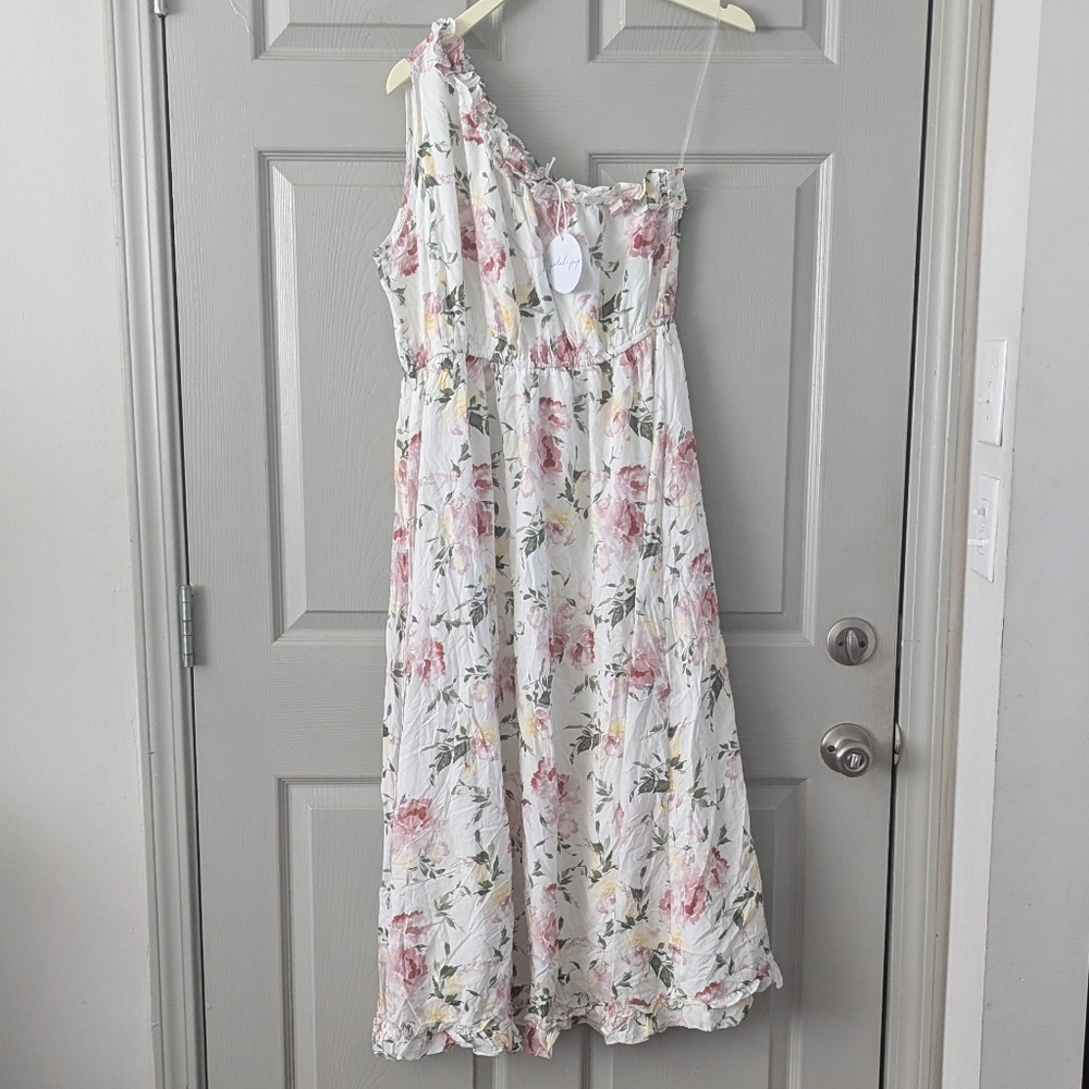 Petal & Pup Floral Asymmetrical Dress - White and Pink